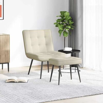 VIDAXL Relaxsessel mit Hocker - Creme Samt VIDAXL Relaxsessel mit Hocker - Creme Samt