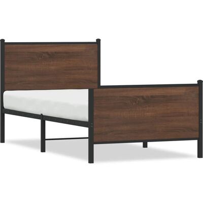 vidaXL Metallirunko Ruskea Tammi 200x200 cm - Sänky vidaXL Metallirunko Ruskea Tammi 200x200 cm - Sänky