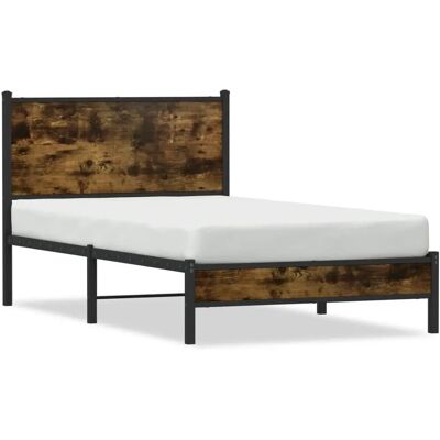 vidaXL Metal Bed Frame with Headboard - Bed, 180x200cm, Smoked Oak, Super King - Bed frame vidaXL Metal Bed Frame with Headboard - Bed, 180x200cm, Smoked Oak, Super King - Bed frame