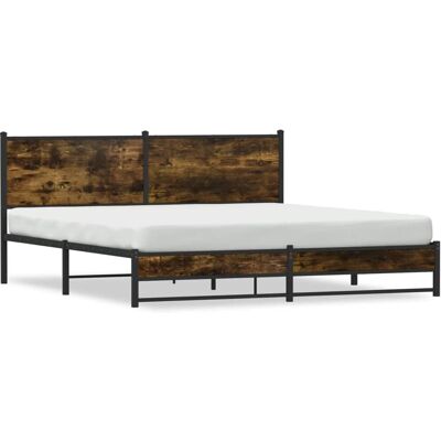 vidaXL 180x200 cm Gerookd eiken metalen bedframe - Bedframe vidaXL 180x200 cm Gerookd eiken metalen bedframe - Bedframe