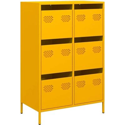 vidaXL Highboard Mosterdgeel - 6 Laden Stalen Opbergkast vidaXL Highboard Mosterdgeel - 6 Laden Stalen Opbergkast