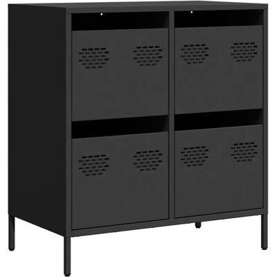Aparador de acero laminado en frío negro 68x39x73,5 cm - Mueble de almacenamiento Aparador de acero laminado en frío negro 68x39x73,5 cm - Mueble de almacenamiento