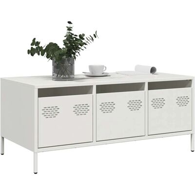 vidaXL Weiße Couchtisch - 101,5x50x43,5 cm Kaltgewalzter Stahl - Couchtisch vidaXL Weiße Couchtisch - 101,5x50x43,5 cm Kaltgewalzter Stahl - Couchtisch