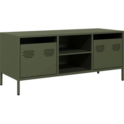 vidaXL Meuble TV Vert Olive Acier Laminé à Froid - Meuble TV - Publicité vidaXL Meuble TV Vert Olive Acier Laminé à Froid - Meuble TV - Publicité