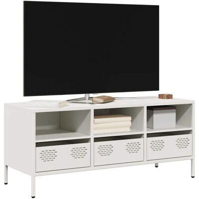 vidaXL Weißer TV-Schrank 101,5x39x43,5 cm Kaltgewalzter Stahl - TV-Schrank vidaXL Weißer TV-Schrank 101,5x39x43,5 cm Kaltgewalzter Stahl - TV-Schrank
