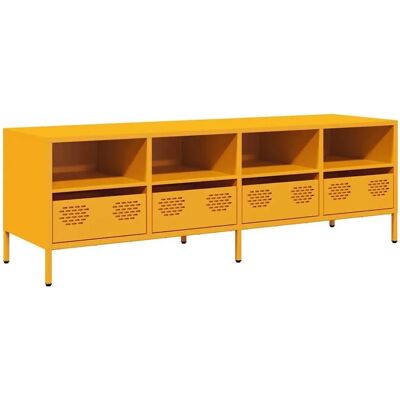 vidaXL TV Kast Mosterdgeel 135x39x43,5 cm Koudgewalst staal - TV Kast vidaXL TV Kast Mosterdgeel 135x39x43,5 cm Koudgewalst staal - TV Kast