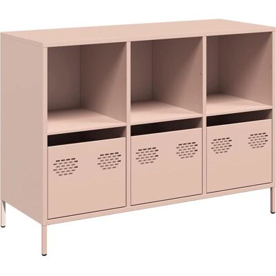 vidaXL Roze koudgewalst stalen dressoir 101,5x39x73,5 cm - Dressoir vidaXL Roze koudgewalst stalen dressoir 101,5x39x73,5 cm - Dressoir