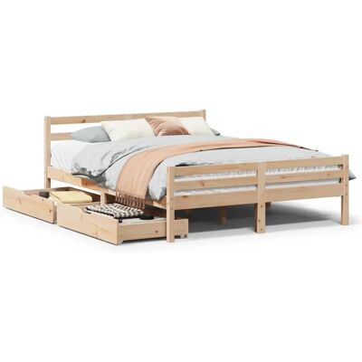 vidaXL 3301618 Bed Frame - Rustic Solid Pinewood vidaXL 3301618 Bed Frame - Rustic Solid Pinewood