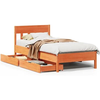 vidaXL Bettrahmen Wachs Braun - Massiv Kiefer - 75x190 cm - Bettgestell vidaXL Bettrahmen Wachs Braun - Massiv Kiefer - 75x190 cm - Bettgestell