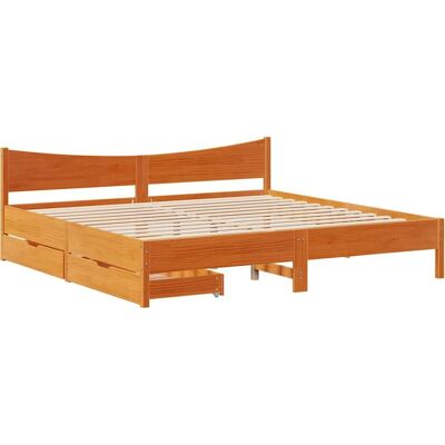 vidaXL 3301895 Bettgestell - Massivholz Kiefer mit Schubladen - 200x200cm vidaXL 3301895 Bettgestell - Massivholz Kiefer mit Schubladen - 200x200cm