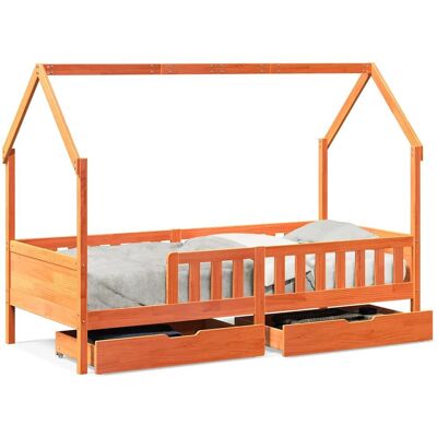 vidaXL Kinderbett mit Schubladen - Holzhausbett für Kinder - 90x200cm - Robustes Kiefernholz vidaXL Kinderbett mit Schubladen - Holzhausbett für Kinder - 90x200cm - Robustes Kiefernholz