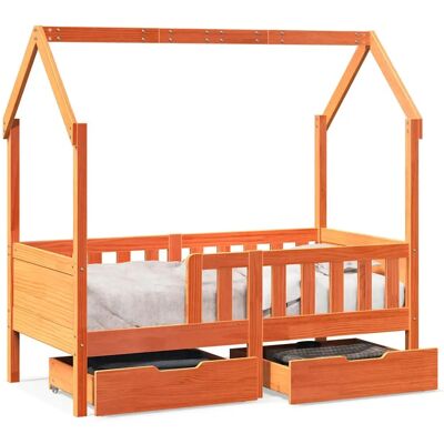 vidaXL Kinderbettgestell mit Schubladen - Hausförmiges Design - 80x200 cm vidaXL Kinderbettgestell mit Schubladen - Hausförmiges Design - 80x200 cm