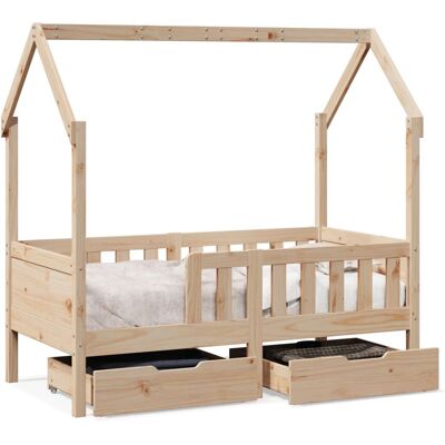 vidaXL Kinderbett mit Schubladen - Massives Holz - 90x190cm - Kinderzimmermöbel vidaXL Kinderbett mit Schubladen - Massives Holz - 90x190cm - Kinderzimmermöbel