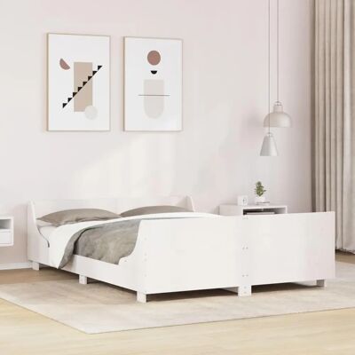 vidaXL Bed Frame - 140x190 cm Wit Massief Dennenhout vidaXL Bed Frame - 140x190 cm Wit Massief Dennenhout