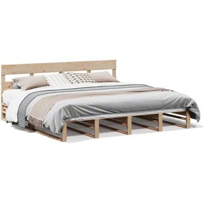 vidaXL Bettrahmen 200x200cm Natur Massiv Pin Holz vidaXL Bettrahmen 200x200cm Natur Massiv Pin Holz