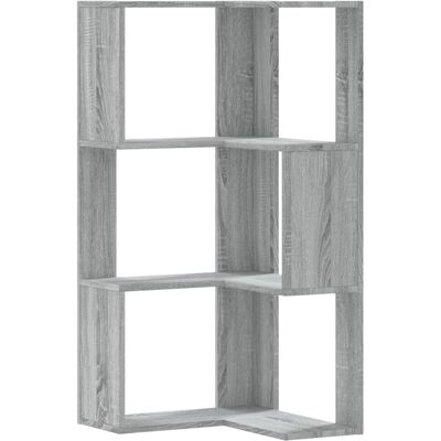 vidaXL Eck-Bücherregal 3 Böden Grau Sonoma - Eckregal vidaXL Eck-Bücherregal 3 Böden Grau Sonoma - Eckregal