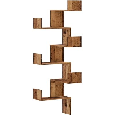 vidaXL Old Wood Wall Corner Shelf - 45x45x147 cm - Space-saving, Easy Clean, 60kg vidaXL Old Wood Wall Corner Shelf - 45x45x147 cm - Space-saving, Easy Clean, 60kg