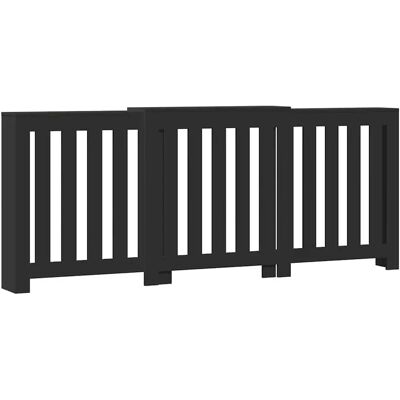 vidaXL Schwarze Holzradiatorabdeckung - Modernes Lamellendesign vidaXL Schwarze Holzradiatorabdeckung - Modernes Lamellendesign