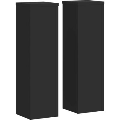 vidaXL Plant Stand 2pcs Black 17x17x60 cm Engineered Wood - Plant Stand vidaXL Plant Stand 2pcs Black 17x17x60 cm Engineered Wood - Plant Stand