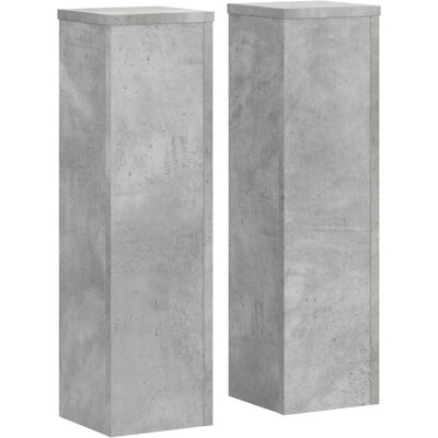 vidaXL Pflanzständer 2er Set Beton Grau Holz - Pflanzständer vidaXL Pflanzständer 2er Set Beton Grau Holz - Pflanzständer