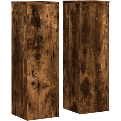 vidaXL 25x25x80 cm Gerookte Eik Plantestandaard - Voor Planten & Bloemen vidaXL 25x25x80 cm Gerookte Eik Plantestandaard - Voor Planten & Bloemen