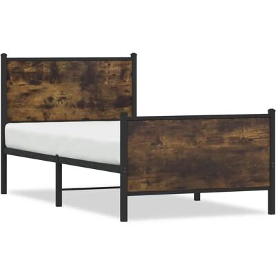 vidaXL Metallbettgestell mit Kopf- & Fußteil Räuchereiche 90x190 cm Einzelbett - Bettgestell vidaXL Metallbettgestell mit Kopf- & Fußteil Räuchereiche 90x190 cm Einzelbett - Bettgestell