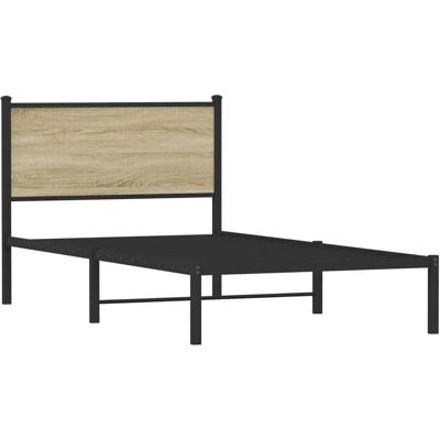 vidaXL metalen bedframe met hoofdbord - Bedbodem - Sonoma Eik - Bedtype vidaXL metalen bedframe met hoofdbord - Bedbodem - Sonoma Eik - Bedtype