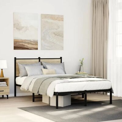 vidaXL Metallbett mit Kopfteil - Sonoma Eiche 120x200 cm - Bettart vidaXL Metallbett mit Kopfteil - Sonoma Eiche 120x200 cm - Bettart