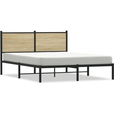 vidaXL Metallipohjainen sängynrunko Sonoma Tammi 140x190 cm - Sänky vidaXL Metallipohjainen sängynrunko Sonoma Tammi 140x190 cm - Sänky