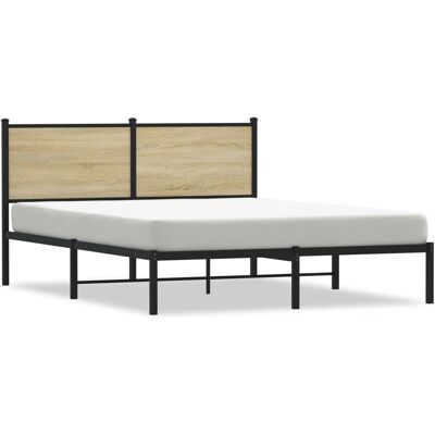 vidaXL metalliverkko ja pääty Sonoma Tammenvärinen 150x200 cm - Sänky vidaXL metalliverkko ja pääty Sonoma Tammenvärinen 150x200 cm - Sänky