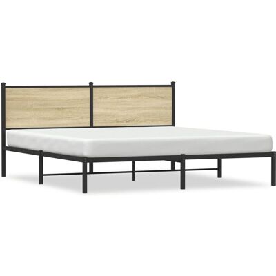 vidaXL Metallbett Ohne Matratze Sonoma-Eiche 160x200 cm - Bettgestell vidaXL Metallbett Ohne Matratze Sonoma-Eiche 160x200 cm - Bettgestell