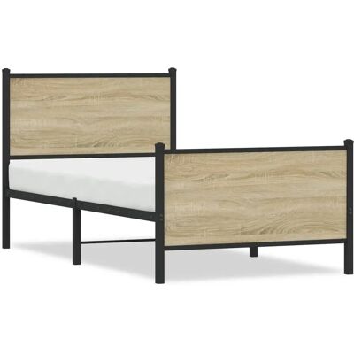 vidaXL Sonoma Eiche 90x200 cm Metallbett - Bettgestell vidaXL Sonoma Eiche 90x200 cm Metallbett - Bettgestell