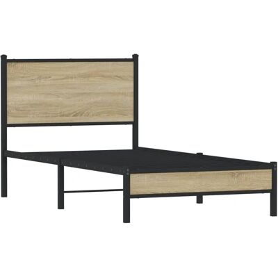 vidaXL metallipäätyinen sängynkehys Sonoma Tammi - Vakaa, 75x190 cm vidaXL metallipäätyinen sängynkehys Sonoma Tammi - Vakaa, 75x190 cm