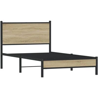 vidaXL Metallbett Ohne Matratze - Sonoma Eiche - Bettgestell - 100x190 cm vidaXL Metallbett Ohne Matratze - Sonoma Eiche - Bettgestell - 100x190 cm