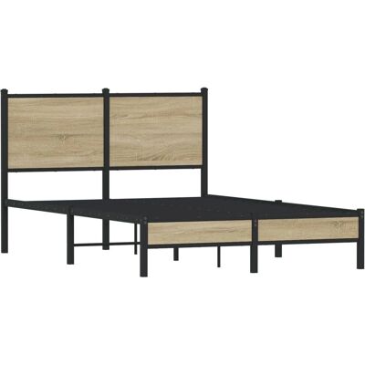 vidaXL metalen bedframe met hoofdbord - 120x200 cm - Sonoma eik - Bedtype vidaXL metalen bedframe met hoofdbord - 120x200 cm - Sonoma eik - Bedtype