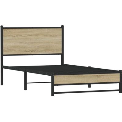 vidaXL Metallbettgestell mit Kopfteil - Sonoma Eiche 100x200 cm - Bettart vidaXL Metallbettgestell mit Kopfteil - Sonoma Eiche 100x200 cm - Bettart
