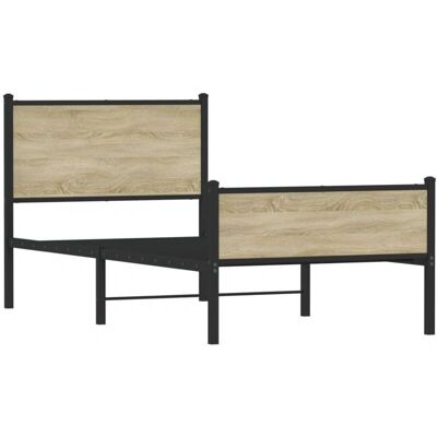 vidaXL Metallbett Ohne Matratze Sonoma Eiche Größe: 75 x 190 cm - Bettgestell vidaXL Metallbett Ohne Matratze Sonoma Eiche Größe: 75 x 190 cm - Bettgestell