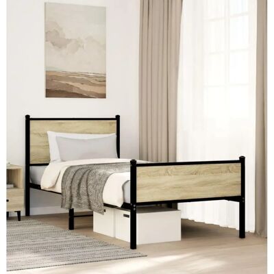 vidaXL Metallbett Ohne Matratze Sonoma Eiche 80x200 cm vidaXL Metallbett Ohne Matratze Sonoma Eiche 80x200 cm