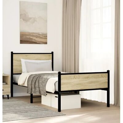 vidaXL Metallbettgestell mit Kopf- und Fußteil - Sonoma Eiche - Bett - 90x200 cm vidaXL Metallbettgestell mit Kopf- und Fußteil - Sonoma Eiche - Bett - 90x200 cm