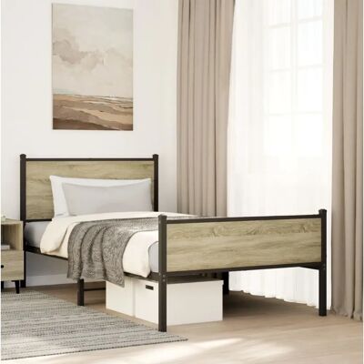 vidaXL Metallbett Ohne Matratze Sonoma-Eiche - Bettgestell vidaXL Metallbett Ohne Matratze Sonoma-Eiche - Bettgestell