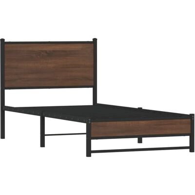 vidaXL Metaal Bedframe Bruin Eikenhout - Bedframe - Staal - 90x190 cm vidaXL Metaal Bedframe Bruin Eikenhout - Bedframe - Staal - 90x190 cm
