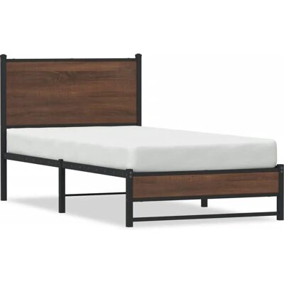 vidaXL Bettgestell - 90x200 cm - Braun Eiche - Stahl - Modernt vidaXL Bettgestell - 90x200 cm - Braun Eiche - Stahl - Modernt