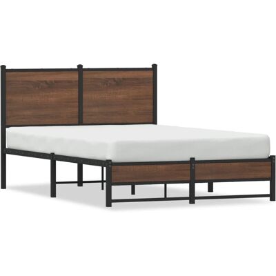 vidaXL Metaal Bedframe met Hoofdbord - 120x200 cm - Bruin Eiken - Duurzaam staal vidaXL Metaal Bedframe met Hoofdbord - 120x200 cm - Bruin Eiken - Duurzaam staal