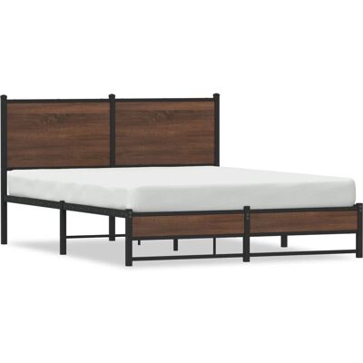 vidaXL Bettgestell - 140x190 cm - Braun Eiche - Metall - Stabil & Leicht Zusammenzubauen vidaXL Bettgestell - 140x190 cm - Braun Eiche - Metall - Stabil & Leicht Zusammenzubauen