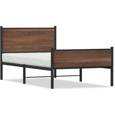 vidaXL Metallbett mit Kopf- und Fußteil - Braun Eiche - Bettgestell vidaXL Metallbett mit Kopf- und Fußteil - Braun Eiche - Bettgestell