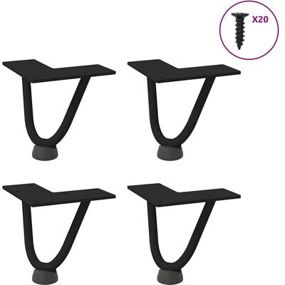 vidaXL Table Legs - 10cm Black Solid Steel - Modern Design vidaXL Table Legs - 10cm Black Solid Steel - Modern Design