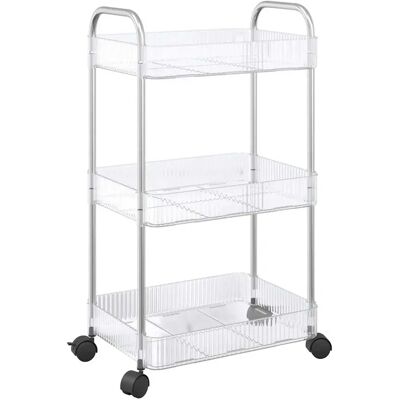 vidaXL Chariot de rangement 3 niveaux Transparent - Storage Trolley - Publicité vidaXL Chariot de rangement 3 niveaux Transparent - Storage Trolley - Publicité