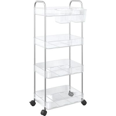 vidaXL Carrito de almacenamiento 4 niveles Transparente - Carrito de almacenamiento vidaXL Carrito de almacenamiento 4 niveles Transparente - Carrito de almacenamiento