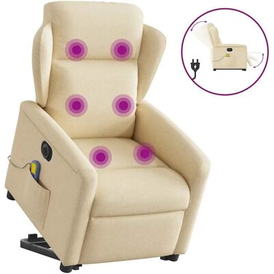 Fauteuil VidaXL - Crème - Relax, Massage, Relevage - Publicité Fauteuil VidaXL - Crème - Relax, Massage, Relevage - Publicité