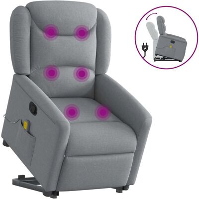 Chaise d'accent VidaXL - Tissu gris clair avec massage et levage - Publicité Chaise d'accent VidaXL - Tissu gris clair avec massage et levage - Publicité